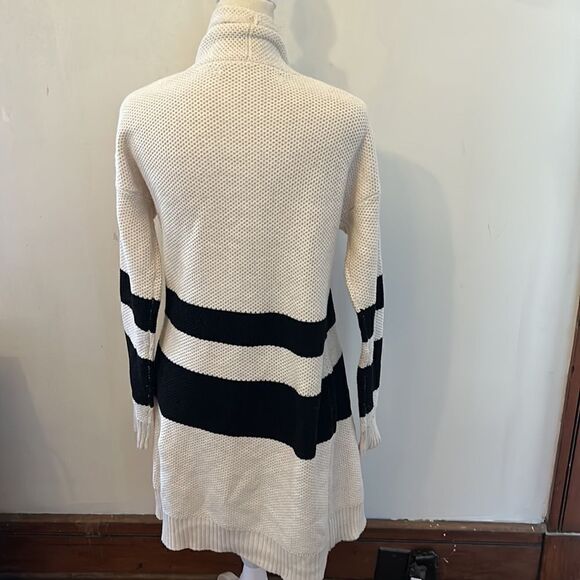 Max Studio black stripe cream long sleeve open cardigan Size XS - Picture 5 of 8